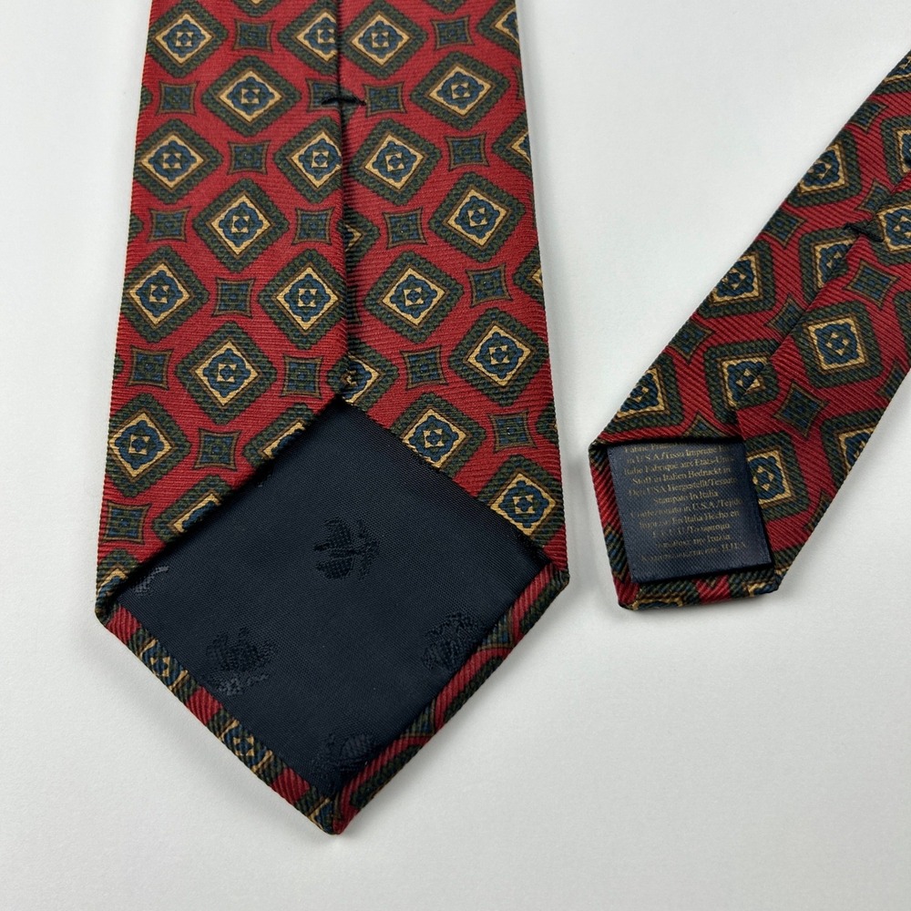 Vintage Brooks‎ Brothers Makers and Merchants Burgundy Geometric Silk Tie USA - Picture 3 of 8